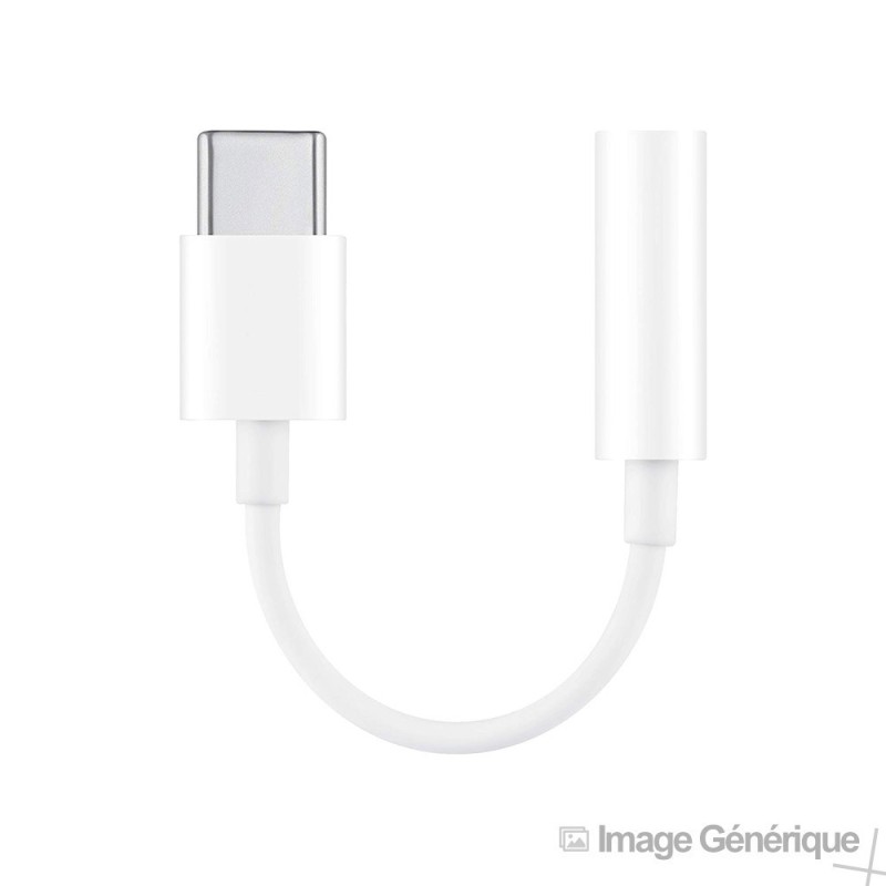 Adaptateur USB Type-C (Embout Long de 9mm)  vers Jack 3.5mm - Blanc (En Vrac)