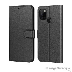 Étui à Rabat Similicuir pour Samsung Galaxy A21S - Noir