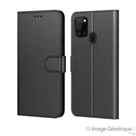 Étui à Rabat Similicuir pour Samsung Galaxy A21S - Noir