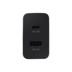 Samsung EP-TA220NBEGEU - Adaptateur Secteur Duo USB Type C & USB A - 35W, Noir (Emballage Original)