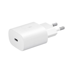 Samsung EP-TA800XBEGWW - Chargeur Secteur - Adaptateur USB Type C Fast Charge 25W & Câble USB Type C - Blanc (Emballage Original