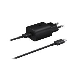 Samsung EP-TA800XBEGWW - Chargeur Secteur, Adaptateur USB Type C Fast Charge 25W & Câble USB Type C - Noir (Emballage Original)