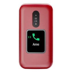 Doro 2880 4G (Clapet avec Socle de Charge, Double écran) Rouge / Blanc